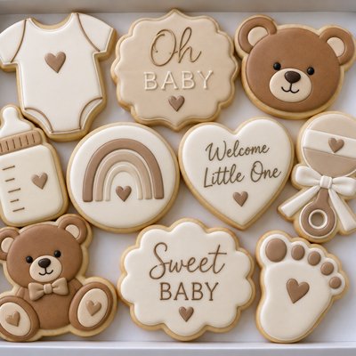 Brown Bear Baby Shower Cookies