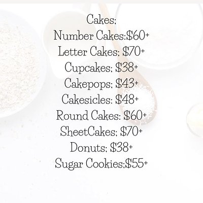 Cake Items. 