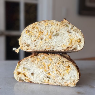 Trader Joes Chili Onion Crunch , Green Onions, & Sharp Cheddar 