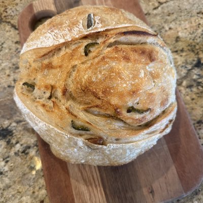 Roasted Garlic and Jalapeño Sourdough 