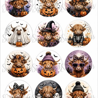 Halloween Highland Cow Edible Topper 