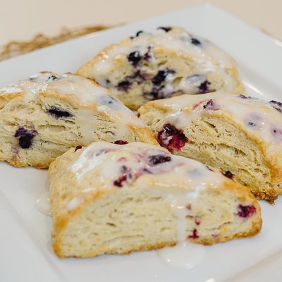 Blueberry Scones 4 Pack w/Lemon Glaze 