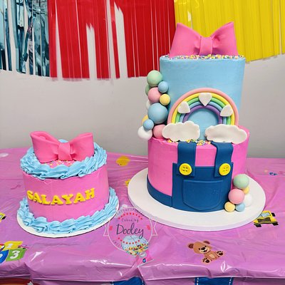 2 Tier Custom Cake With matching Smash Cake
