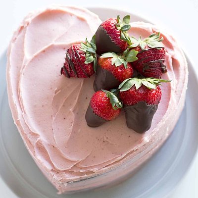 Heart Shaped Strawberry Cake 