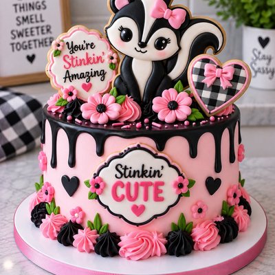 Skunk Celebration Cake With Cookies