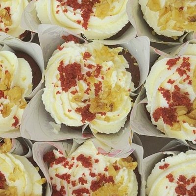 Red Velvet Cupcake/ Walnut Toppings 