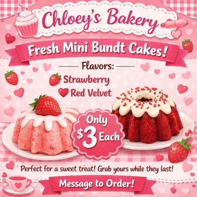Strawberry Mini Bundt Cake
