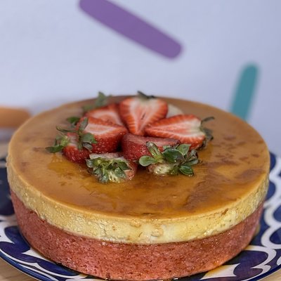 Strawberry flan