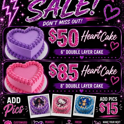 $85 8” Heart Cake Sale 