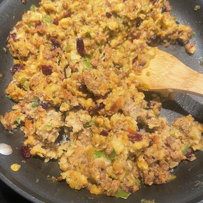9x13 Savory Turkey Sausage Dressing with Cranberry 