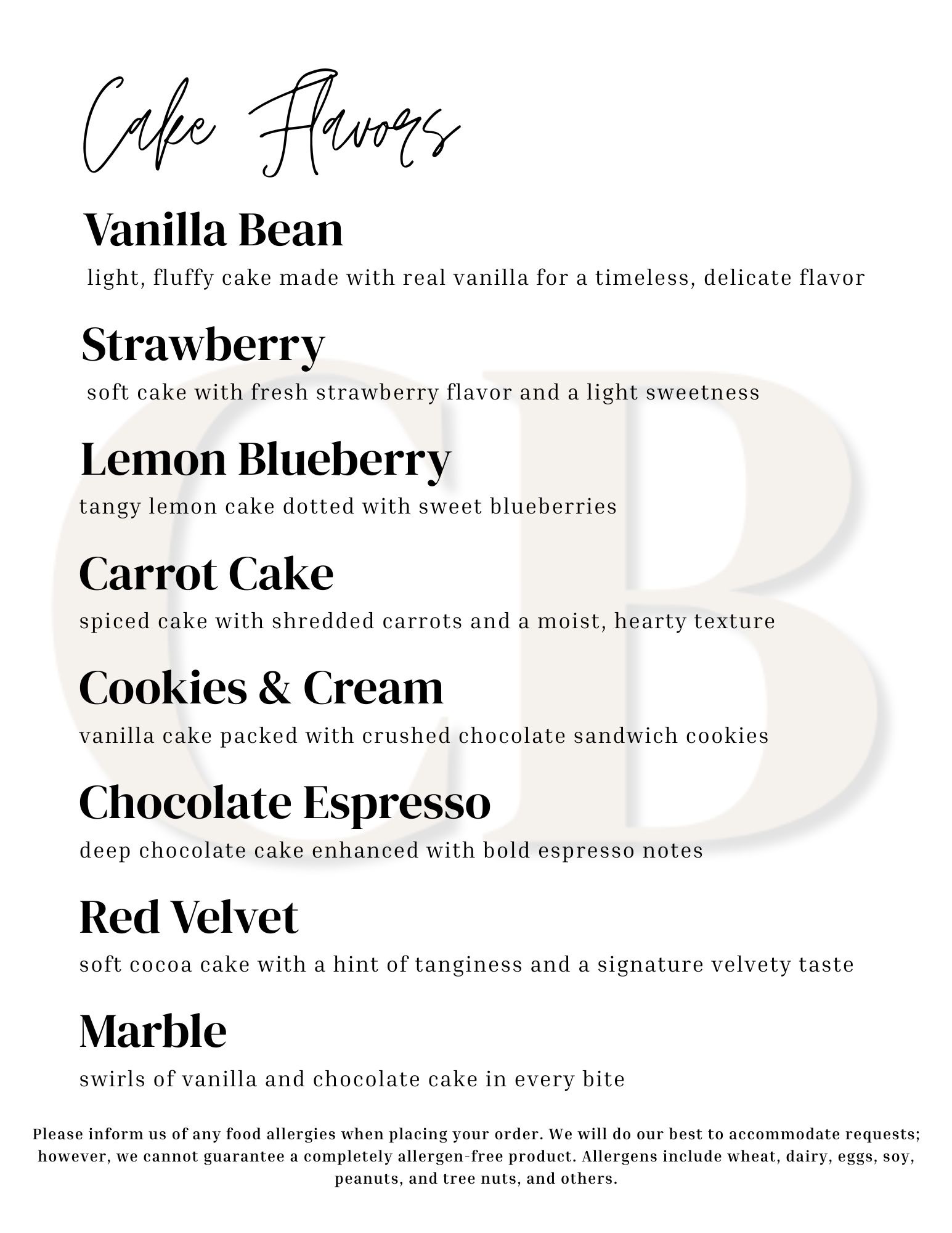 Cake Tasting
