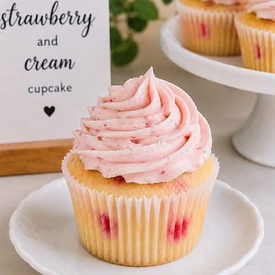 Strawberry And Cream Cupcake