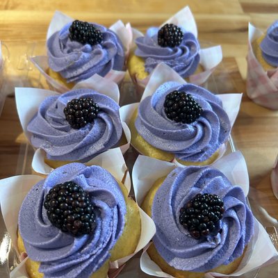 Lavender  Cupcake With BlackBerry Jam Filling With Lavender  Blackberry  Frosting 