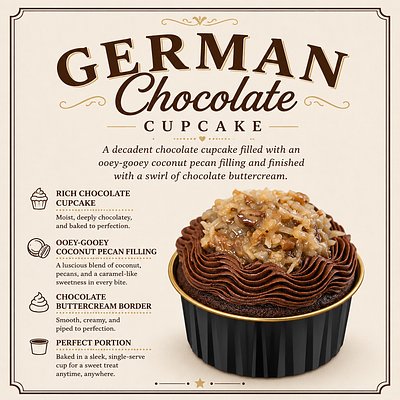 German Chocolate Cupcakes (1/2 Dozen)