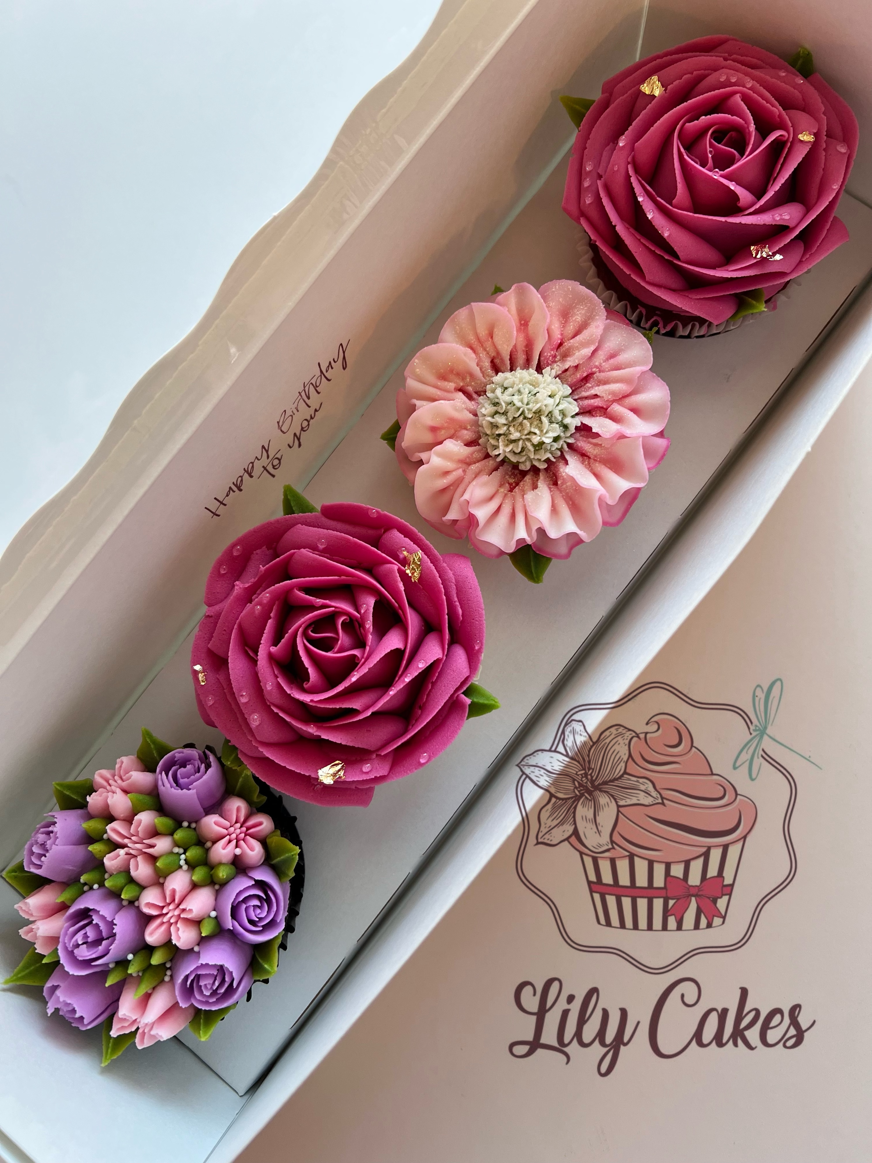 4 Boxed Floral Cupcakes🌻