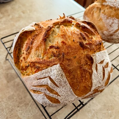 Italian Herb + Cheese Sourdough Loaf