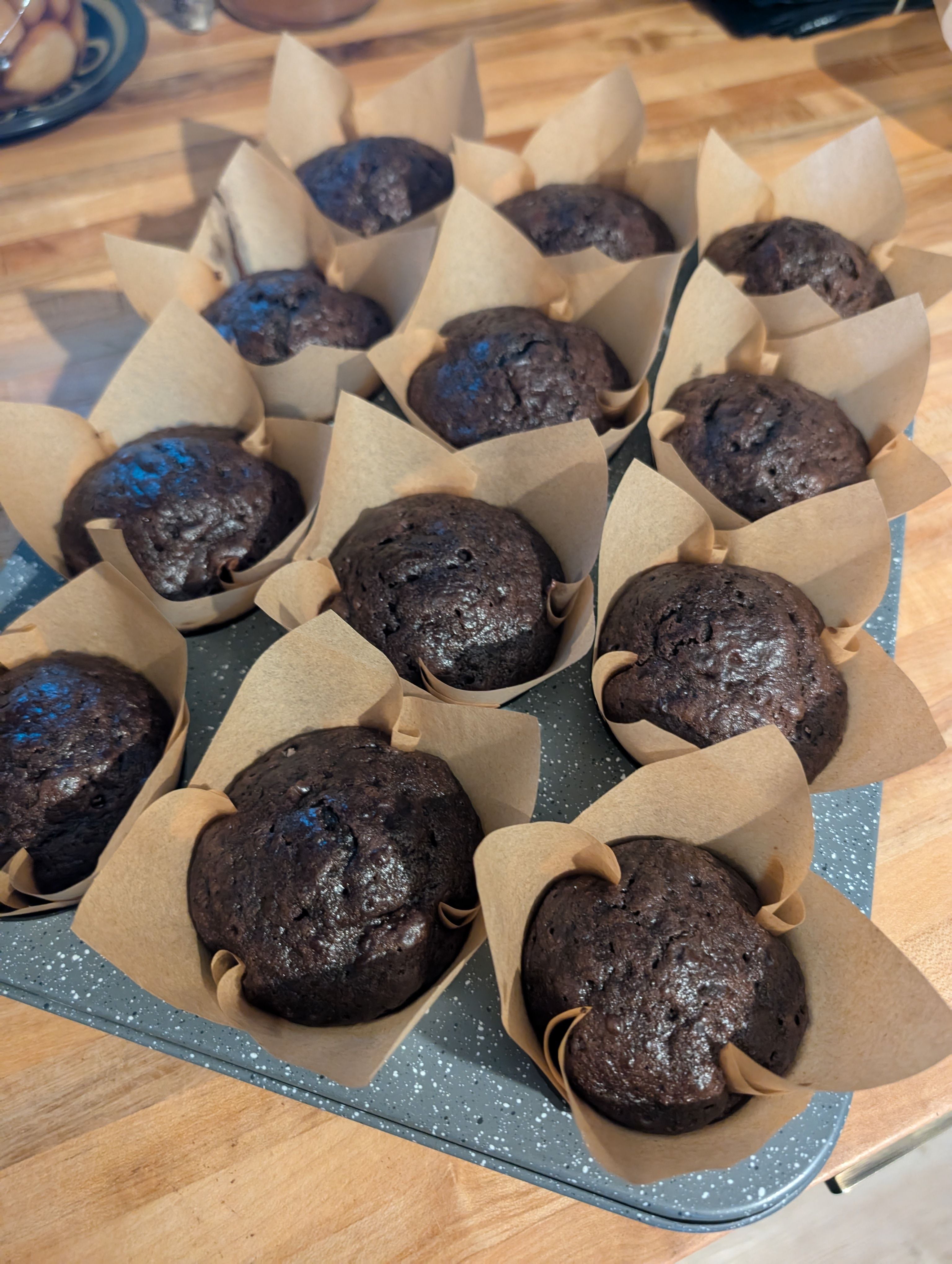 Double chocolate sourdough muffin