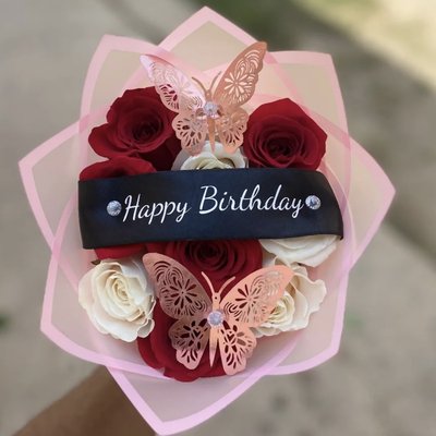 10 Stem w Butterflies and Banner