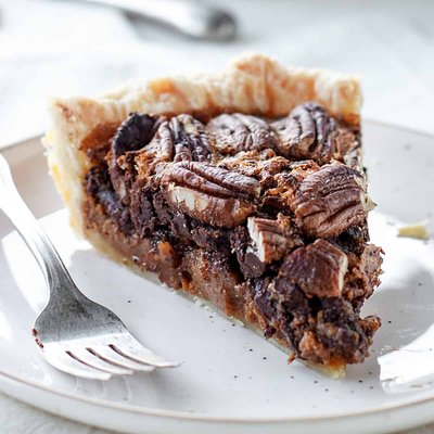 Dark Chocolate Bourbon Pecan Pie 