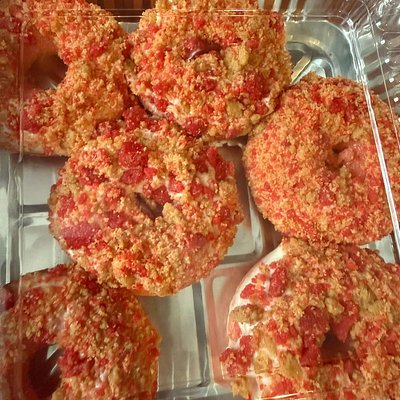 Strawberry Donuts W/ Crumble Or Sprinkles