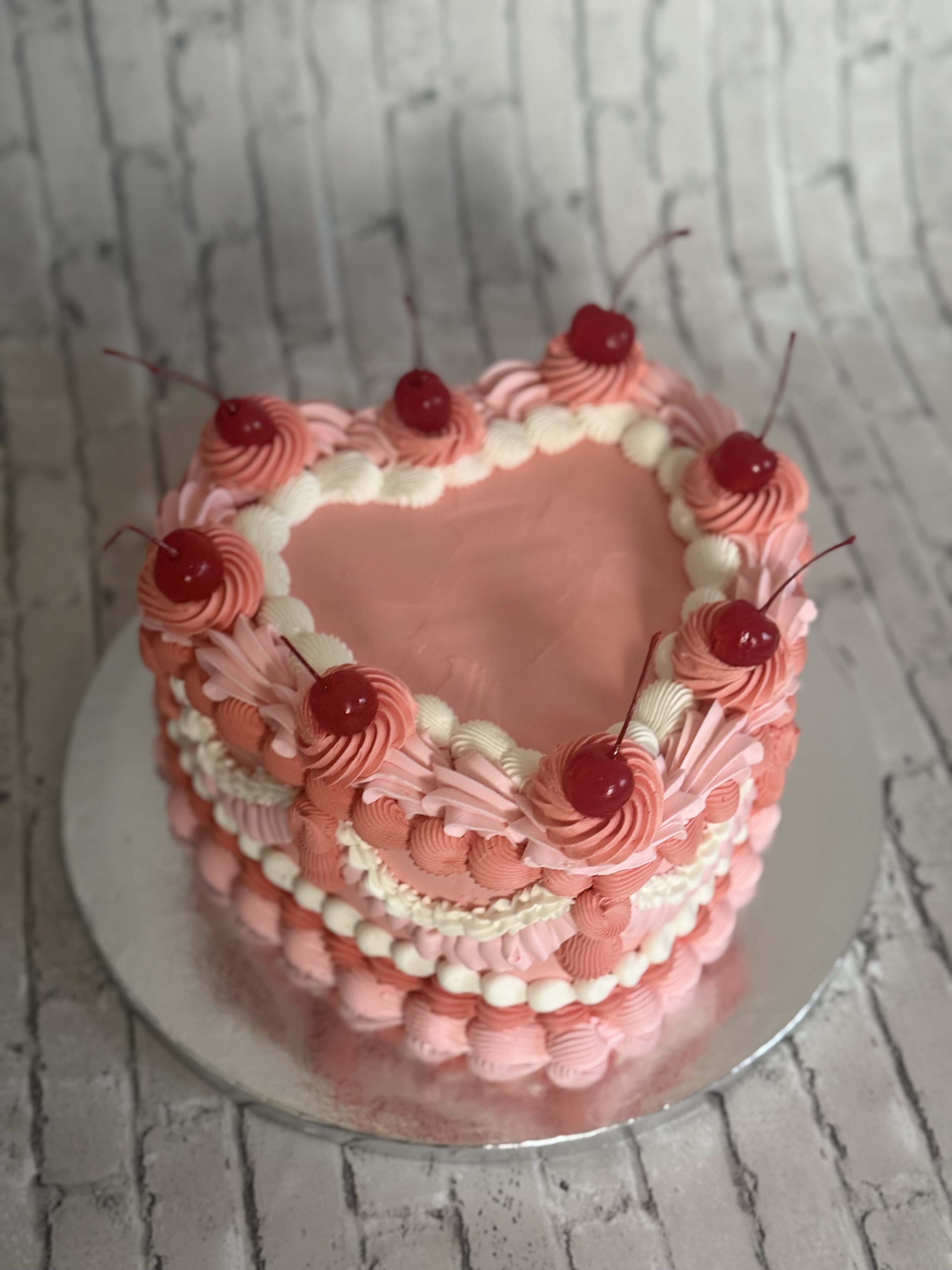 Cherry Top Vintage Heart Cake