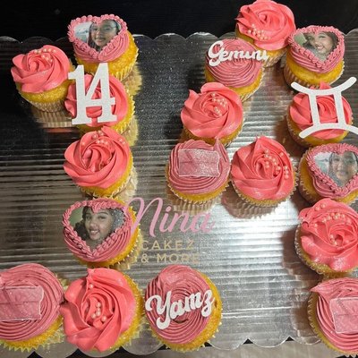 Glam Number Cupcakes – Custom Photo & Topper Set
