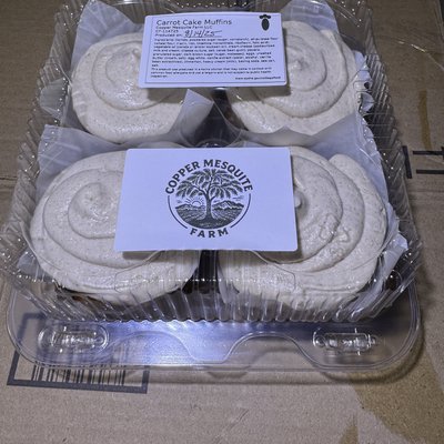 Carrot Cake Muffins W/ Cinnamon Cream Cheese Frosting 