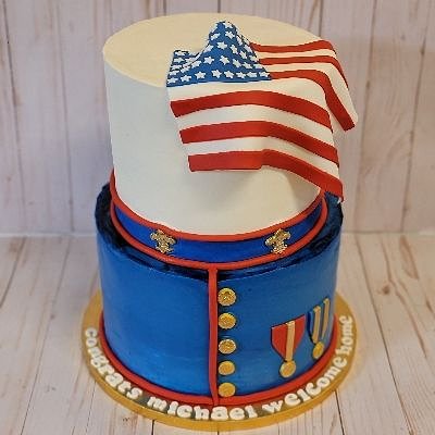 Large 2 Tier Example Serving Size 62 (8 Inch Top 10 Inch Bottom, Prices Vary Depending On Design,  $10 Per Extra Flavor)