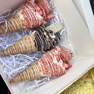(3) Cheesecake Stuffed Waffle Cones