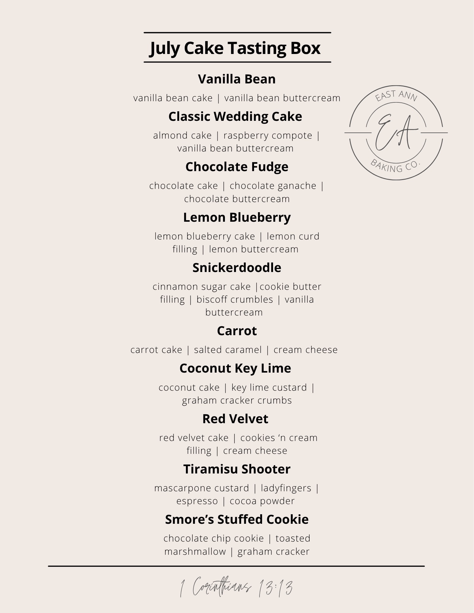 Cake Tasting Box (pickup 7/17 - 7/18)