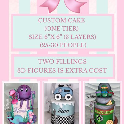 CUSTOM CAKE (6”x 6”)(25-30 People)