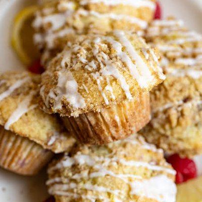 Rasberry Lemon Muffins With White Chocolate Drizzle