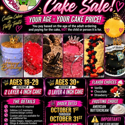 Your Age IS THE CAKE PRICE PROMOTION 