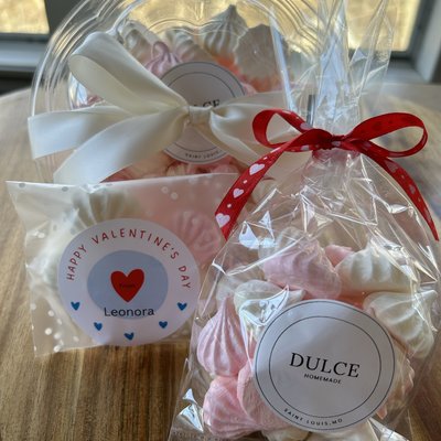 (2 Bags Minimum) Pink & White Original Vanilla Meringues bites Bag 20 pieces GF 
