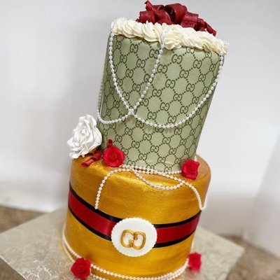 Custom “2 Tier” Fondant & Hand painted Designer Cake (Serves Up To 64 Slices)