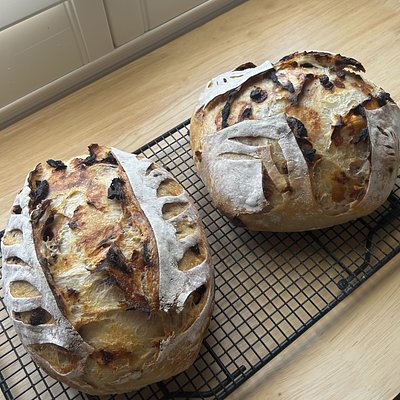 Strawberry & White Chocolate Chip Sourdough Loaf