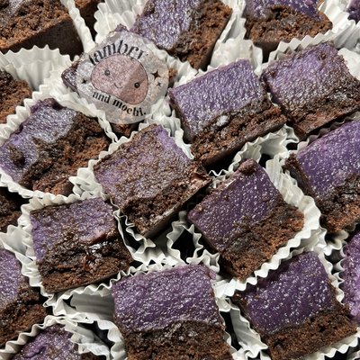 Brownie Ube Butter Mochi