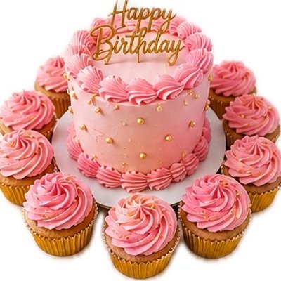 5"2 LAYER CAKE WITH 12 MATCHING CUPCAKES