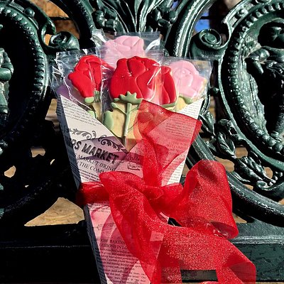 💐Bouquet Of Long Stem Roses (6 Sugar Cookies)🌹