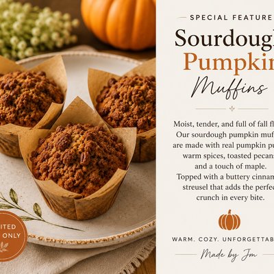 Limited Time (3-Pack) Signature Sourdough Pumpkin Pecan Jumbo Muffins