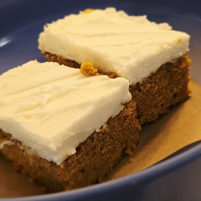 Pumpkin BARS with Cream Cheese Frosting - Sourdough Style! 9x7 pan