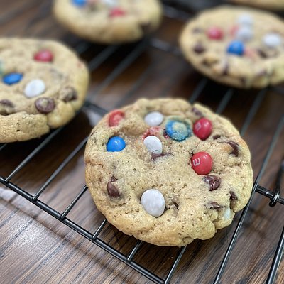 Half Dozen Dozen Red/White/Blue Chocolate Chip M&M Sourdough Cookies 