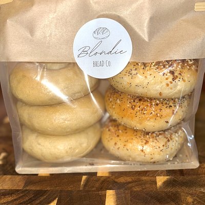 1/2 Dozen Sourdough Bagels - 3 Plain 3 Everything