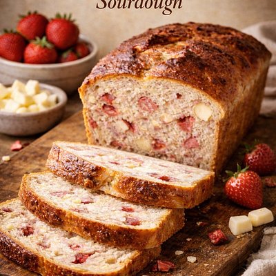 1/2 Loaf Strawberry Cheesecake Chip Sourdough Loaf (Machine Pre-Sliced)