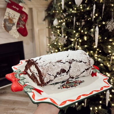 Chocolate Roll Cake With Homemade Hot Fudge 