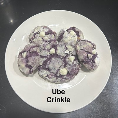 Ube White Chocolate Chip Crinkle Cookies 