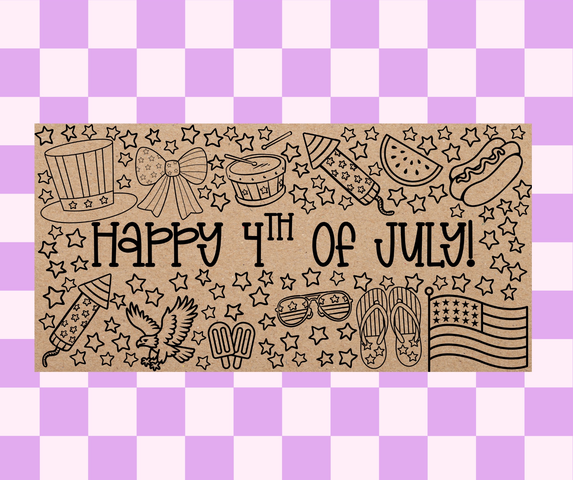 4th of July Coloring Banner
