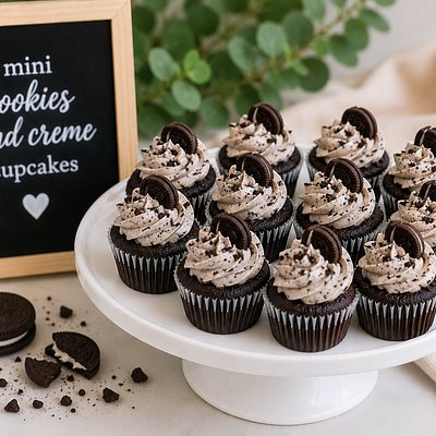 Mini Cookie And Cream Cupcakes 