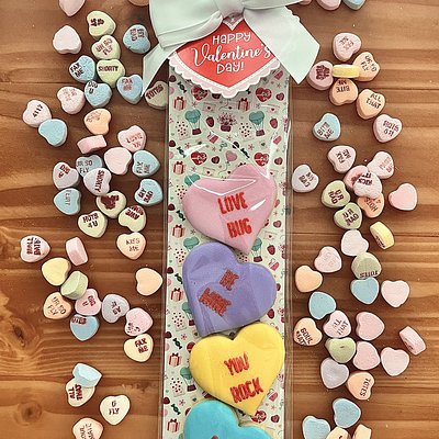 Mini Conversation Heart Decorated Sugar Cookies