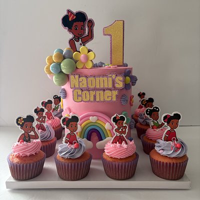 Celebration Board- 6in Cake & 12 Matching Cupcakes - Feeds 22-24